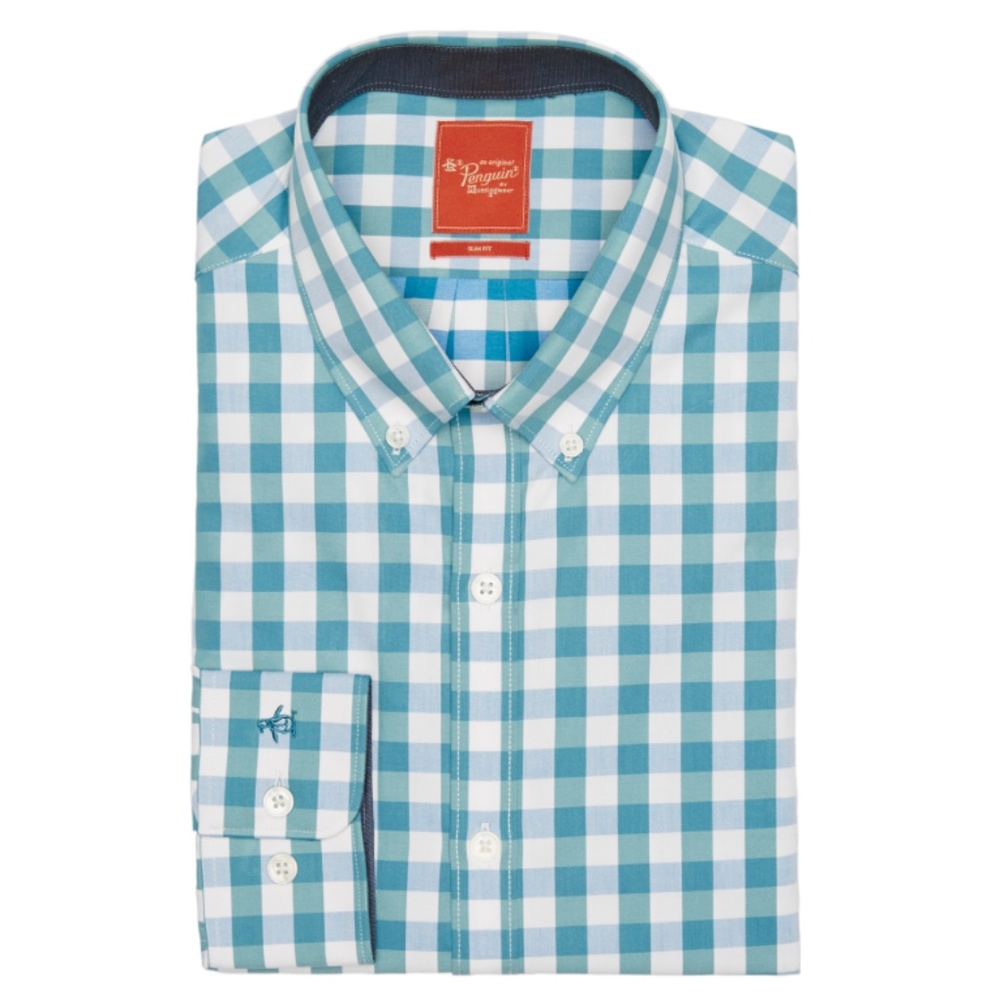 Original Penguin Teal Check Dress Shirt